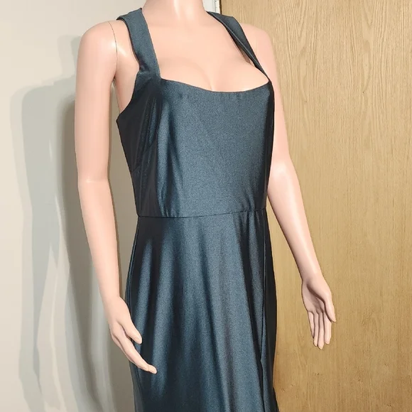 Green Sleeveless Square Neck Maxi Sundress